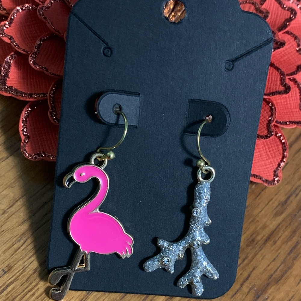 Pink Flamingo and Coral Reef Earrings